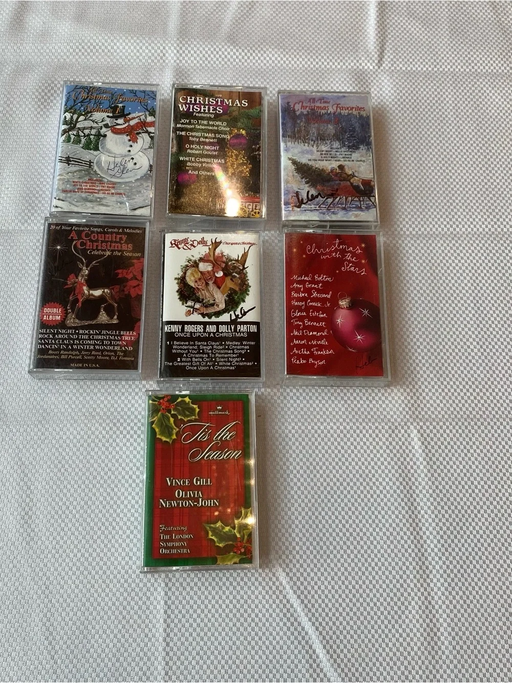 Christmas Retro Hallmark Holiday Music Cassette Lot - Red, Green, Gold
